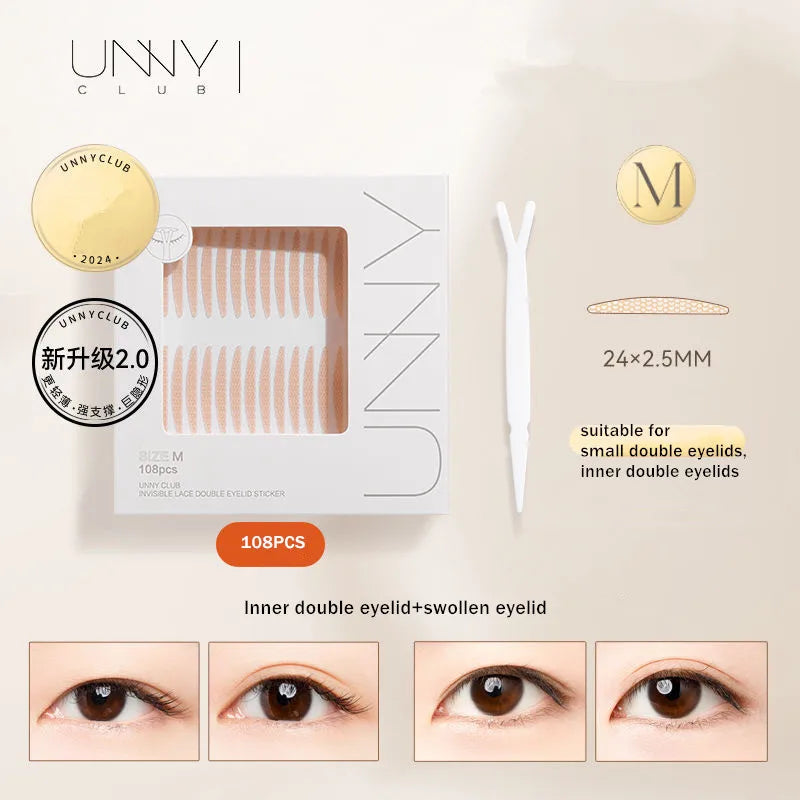 U N N Y Eyelid Tape Sticker Invisible Double Fold Eyelid Paste Beige Stripe Self-adhesive Natural Eye Tape Makeup Tool