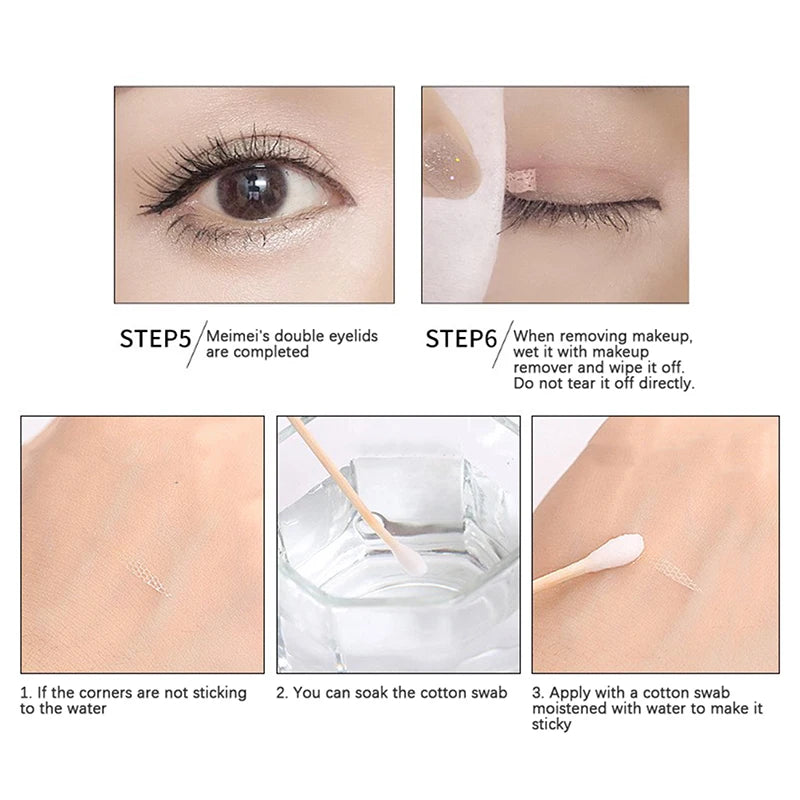 360pcs Transparent Grey Beige Big Eyes Invisible Lace Mesh Fiber Beauty Eye Patch Eyelid Double Eyelid Tape Sticker Makeup Tools