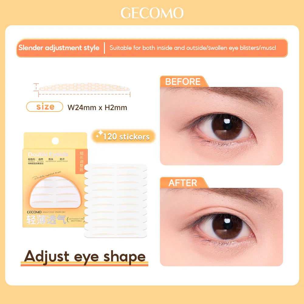 120 PCS Double Eyelid Stickers Natural Invisible Long-lasting Shaping Big Eye Beauty Tapes For Single Eyelid Person Eye Makeup