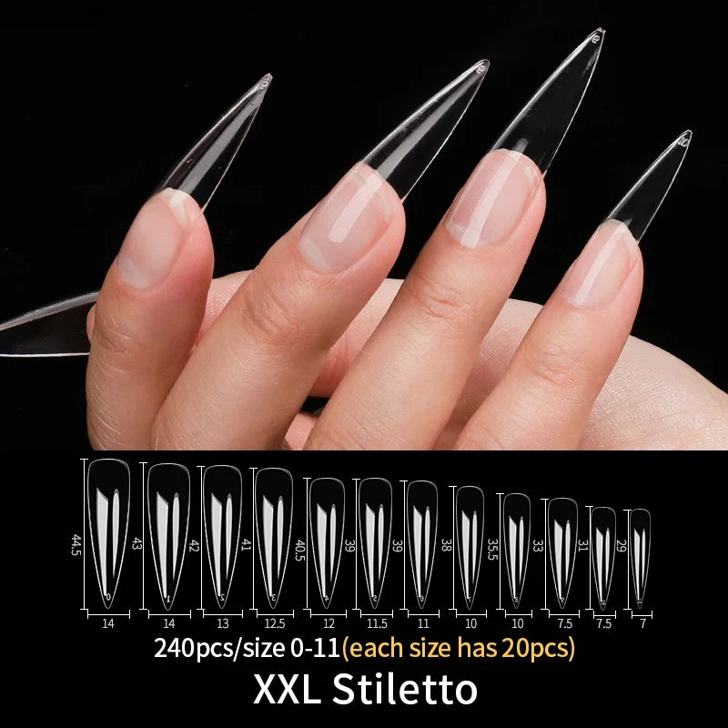 Fake Nail Press on Tips for Nails Extension Full False Acrylic Finger Short Artificial American Capsules Long Soft Gel Almond