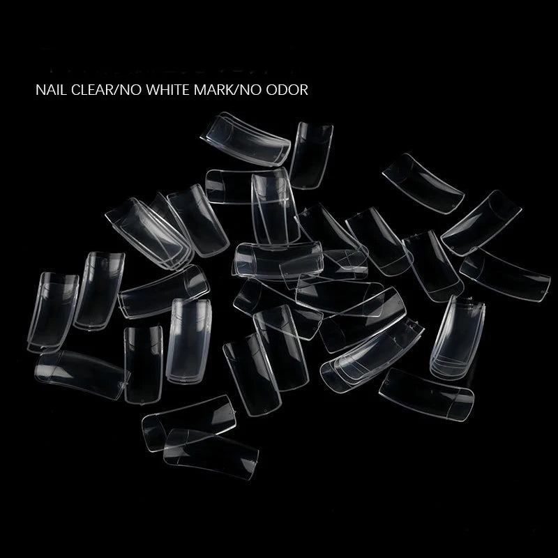 Set of 500 Natural Clear Full Cover False Nails and French Half Tips for Nail Art Manicure 10 Sizes